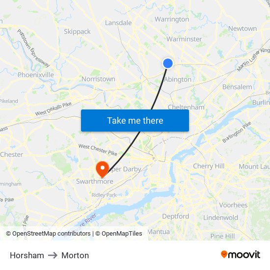 Horsham to Morton map