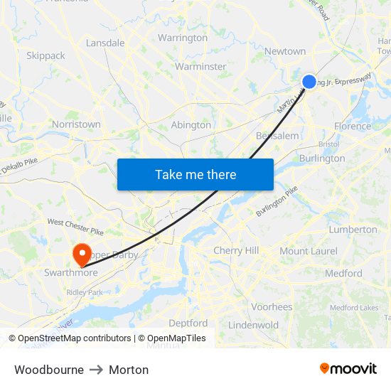 Woodbourne to Morton map