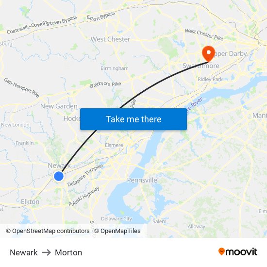Newark to Morton map