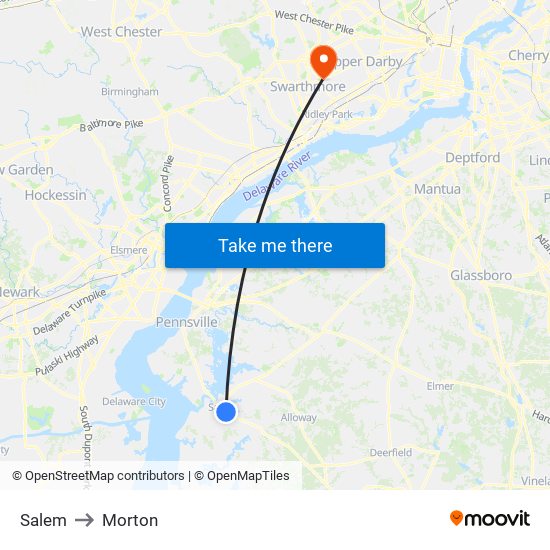 Salem to Morton map