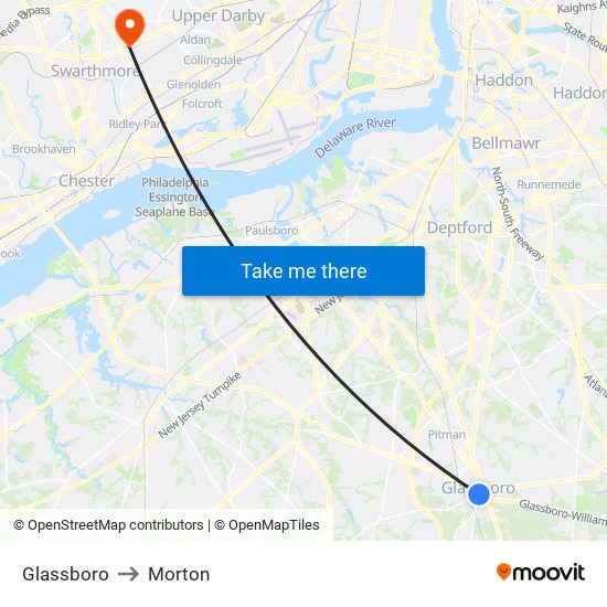 Glassboro to Morton map