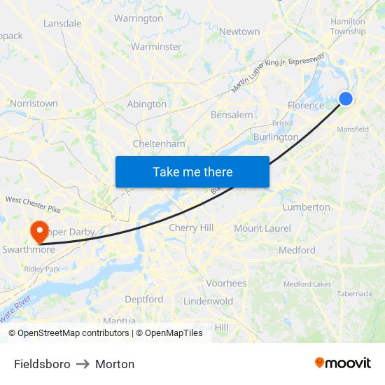 Fieldsboro to Morton map