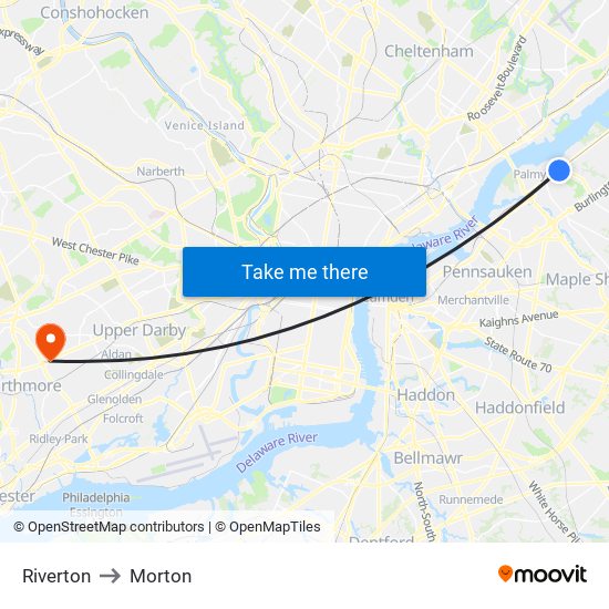 Riverton to Morton map