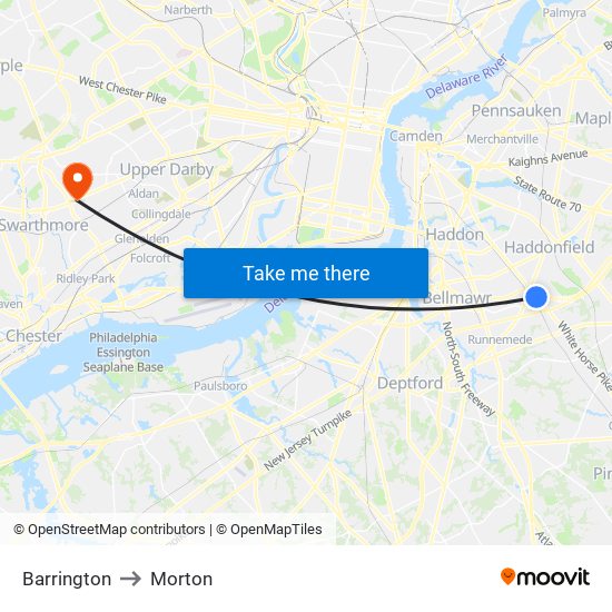 Barrington to Morton map