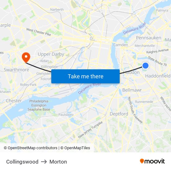 Collingswood to Morton map