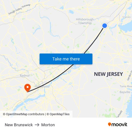 New Brunswick to Morton map