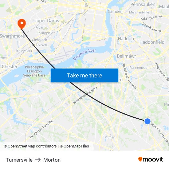 Turnersville to Morton map