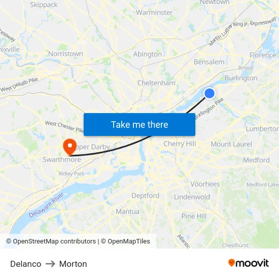 Delanco to Morton map