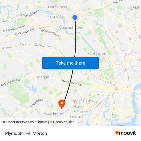 Plymouth to Morton map