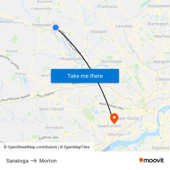 Sanatoga to Morton map