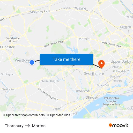 Thornbury to Morton map