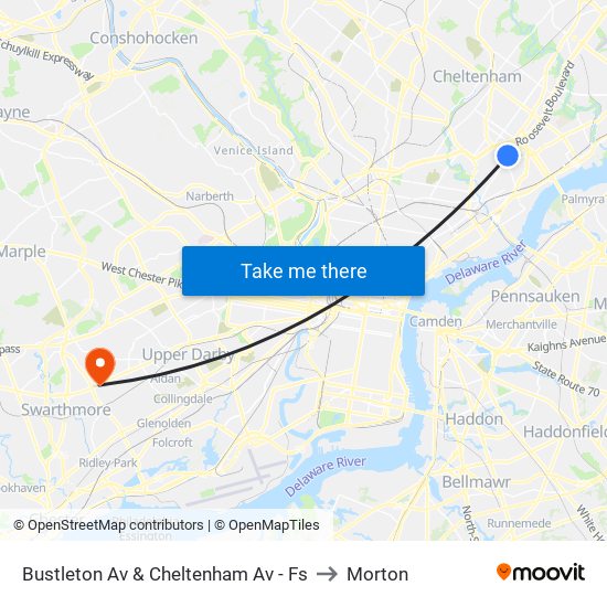 Bustleton Av & Cheltenham Av - Fs to Morton map