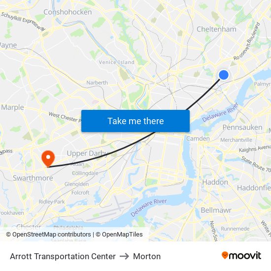 Arrott Transportation Center to Morton map