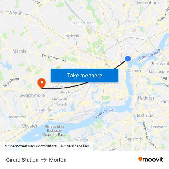 Girard Station to Morton map