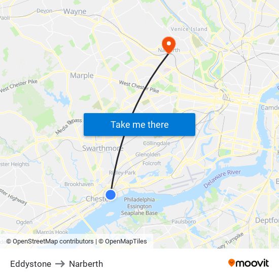 Eddystone to Narberth map