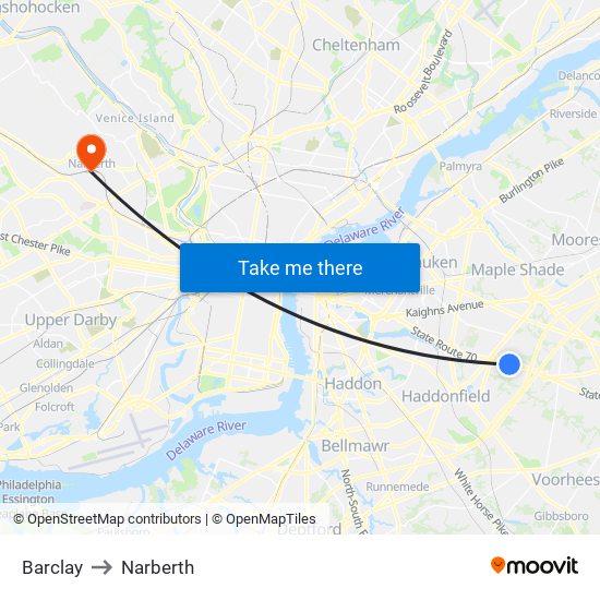 Barclay to Narberth map