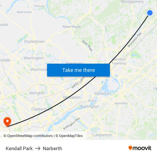 Kendall Park to Narberth map