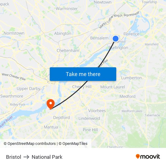 Bristol to National Park map