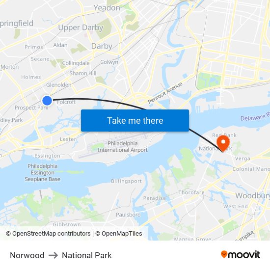Norwood to National Park map