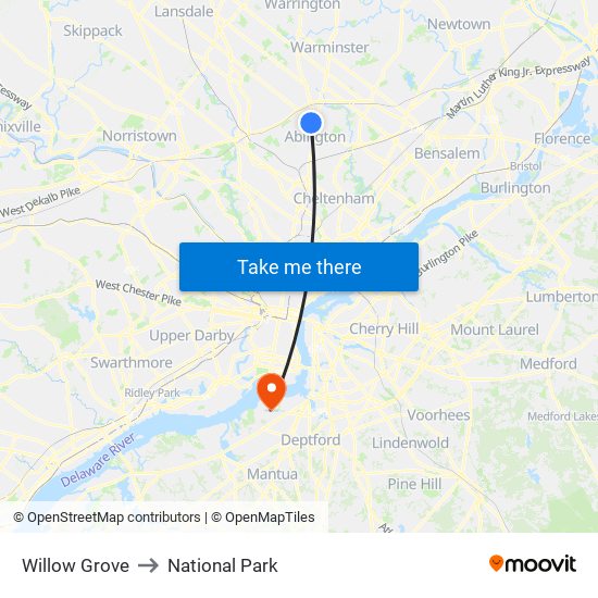 Willow Grove to National Park map