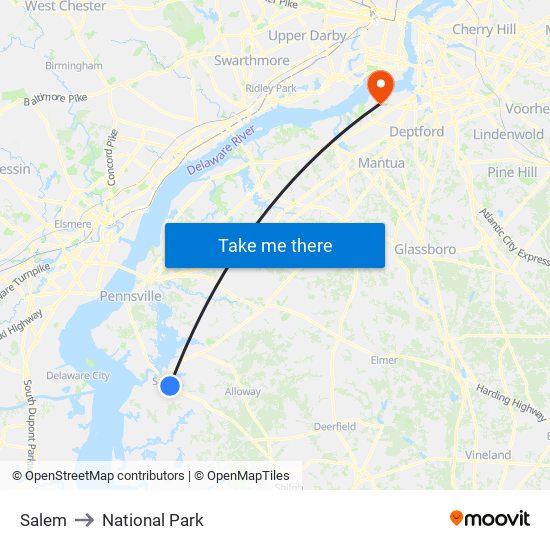 Salem to National Park map