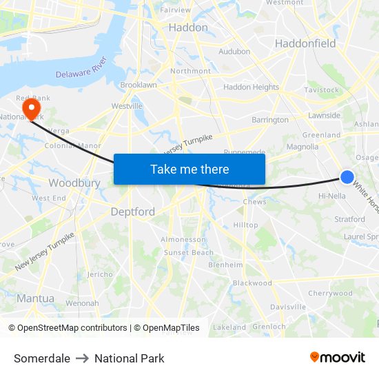 Somerdale to National Park map