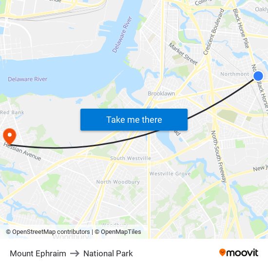 Mount Ephraim to National Park map