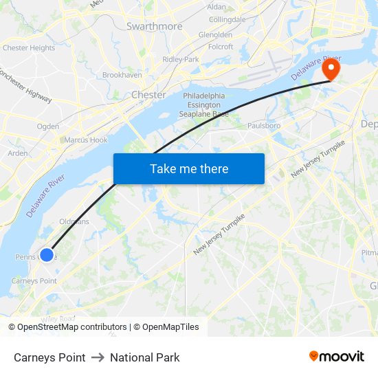 Carneys Point to National Park map