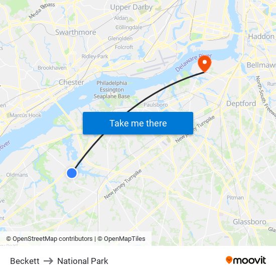 Beckett to National Park map