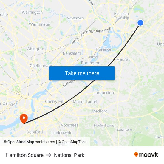 Hamilton Square to National Park map