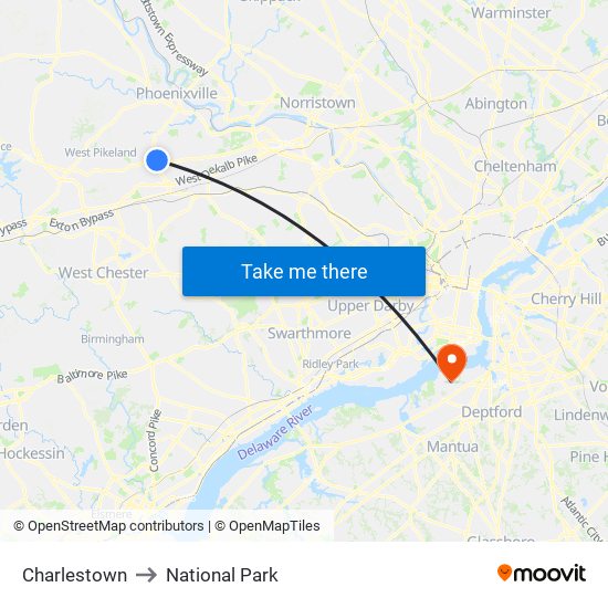 Charlestown to National Park map