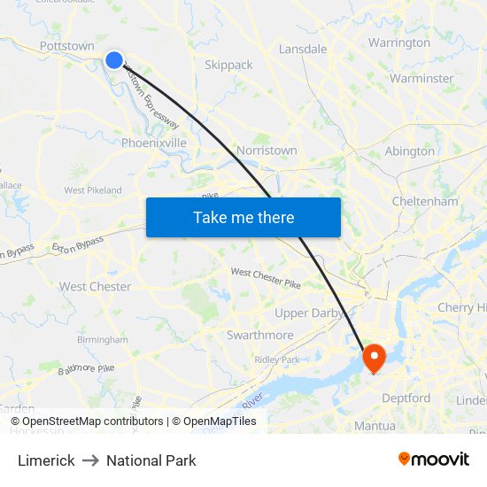 Limerick to National Park map