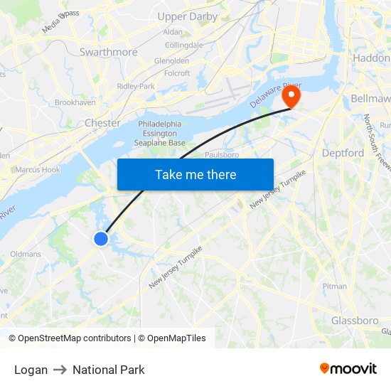 Logan to National Park map