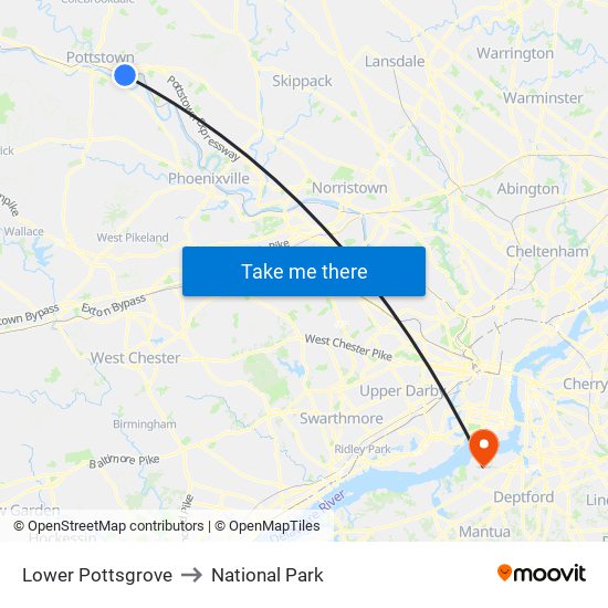 Lower Pottsgrove to National Park map
