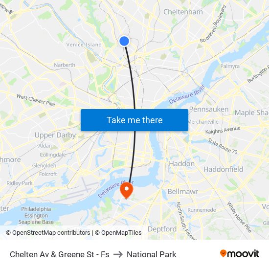 Chelten Av & Greene St - Fs to National Park map