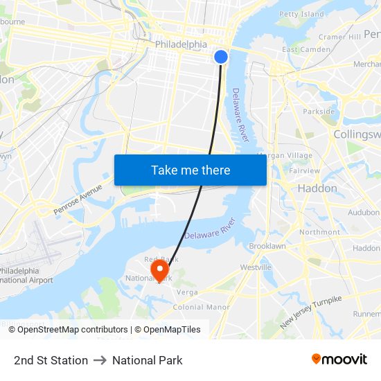 2nd St Station to National Park map