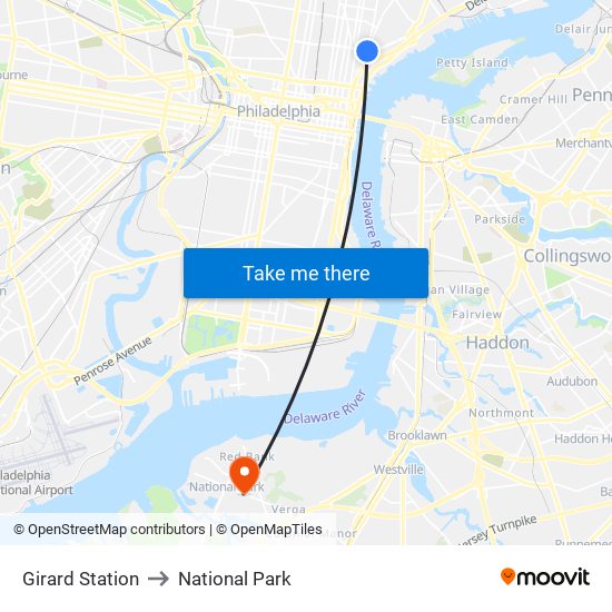 Girard Station to National Park map
