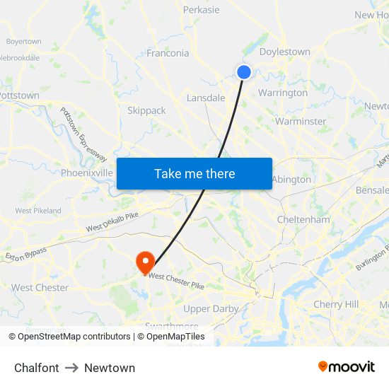 Chalfont to Newtown map