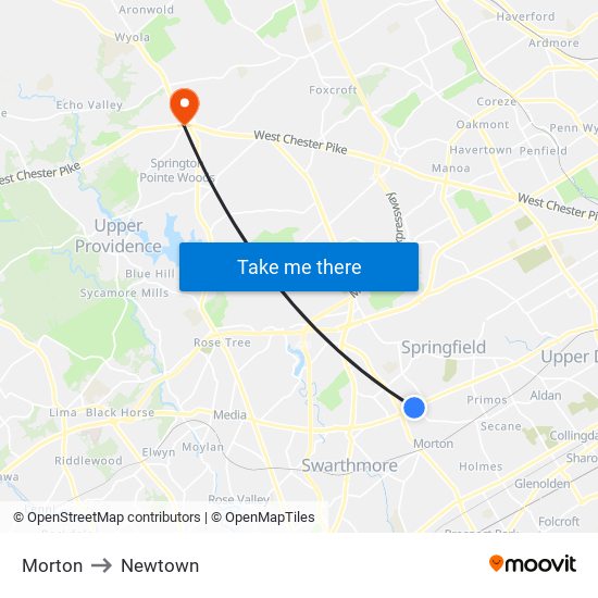 Morton to Newtown map