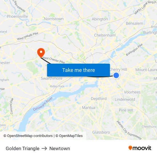 Golden Triangle to Newtown map