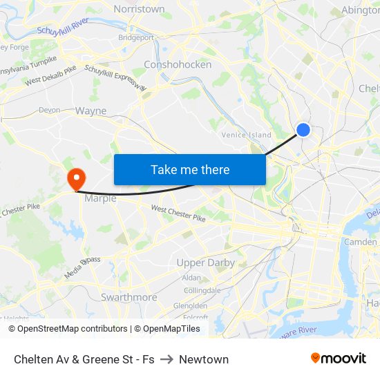 Chelten Av & Greene St - Fs to Newtown map