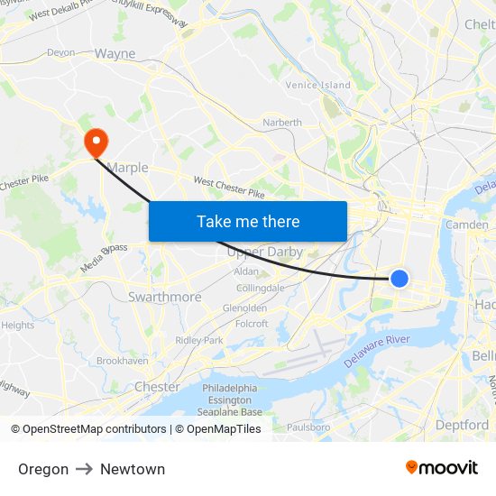 Oregon to Newtown map