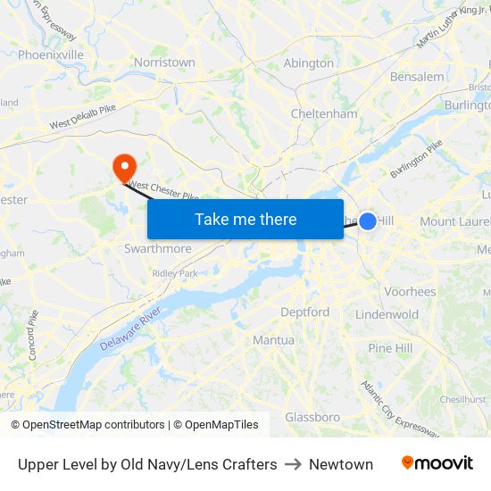 Upper Level by Old Navy/Lens Crafters to Newtown map