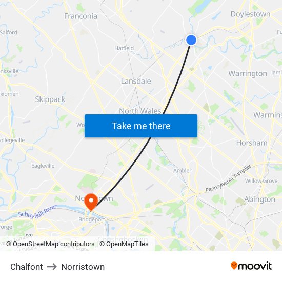 Chalfont to Norristown map
