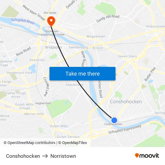 Conshohocken to Norristown map