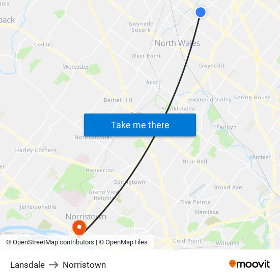 Lansdale to Norristown map