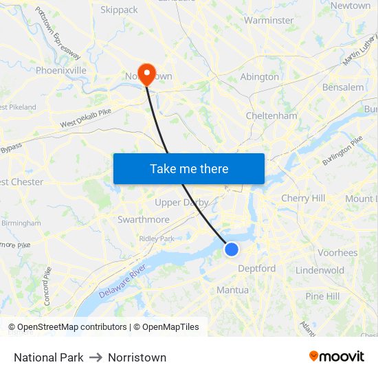 National Park to Norristown map