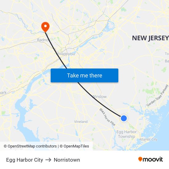 Egg Harbor City to Norristown map