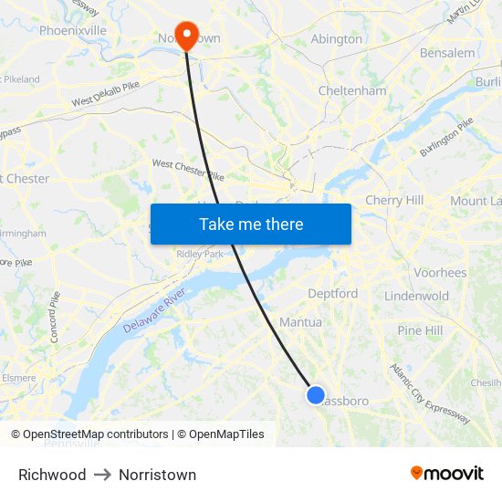 Richwood to Norristown map
