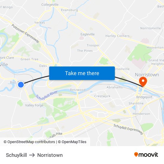 Schuylkill to Norristown map